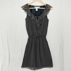 Max Studio Black Dot-Print Sleeveless Flounce Fit & Flare Dress